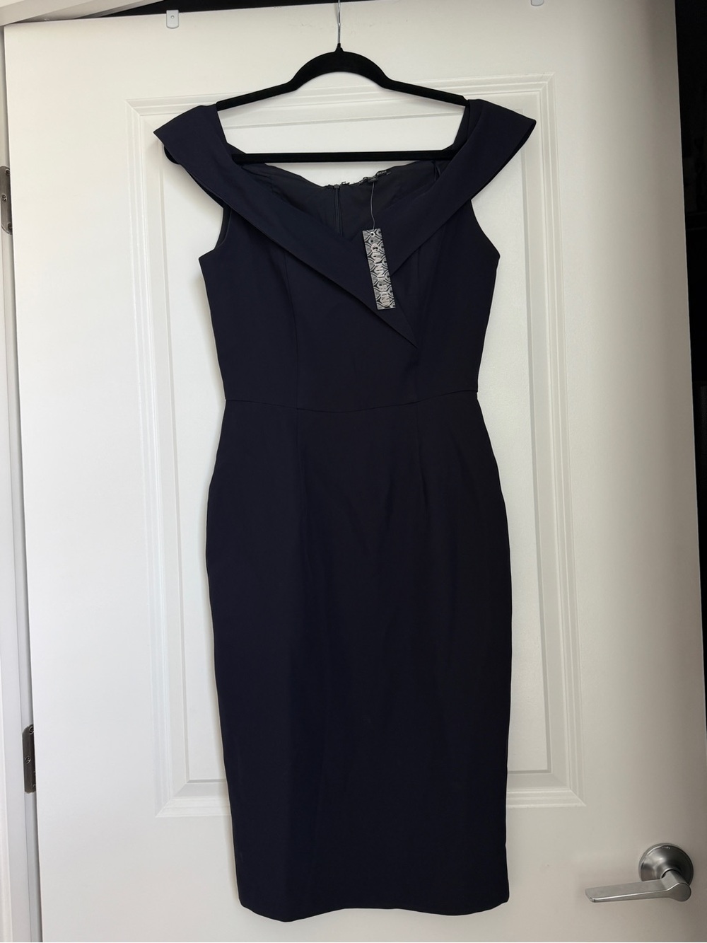 Gianni Bini Lori Navy Off Shoulder Sheath Dress XS NWT